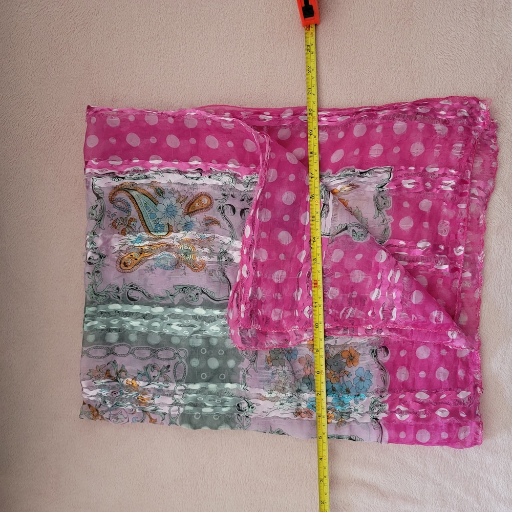Pink and Green Patterned Scarf - Picture 4 of 6